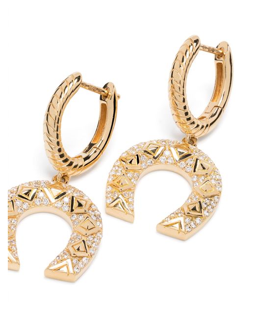 Harwell Godfrey Metallic 18k Yellow Horseshoe Hoop Earrings - Women's - 18kt Yellow /diamond