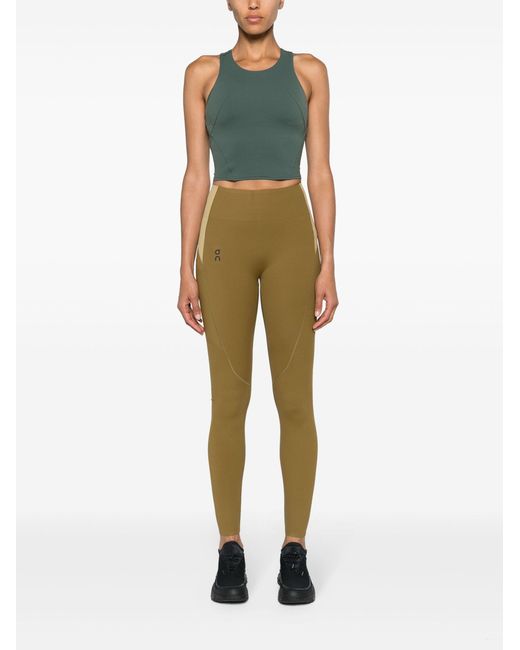 On Shoes Natural Logo Print Panelled Performance leggings - Women's - Recycled Polyester/elastane