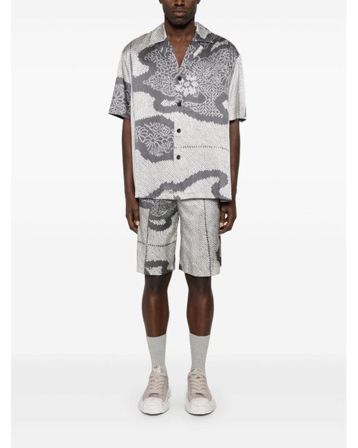 Feng Chen Wang Gray Graphic-Print Shorts for men