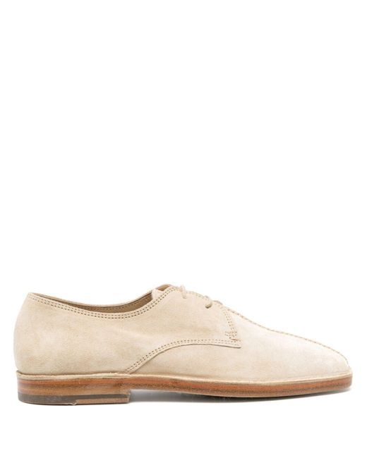 Lemaire Square-toe Suede Lace-up Shoes in White | Lyst
