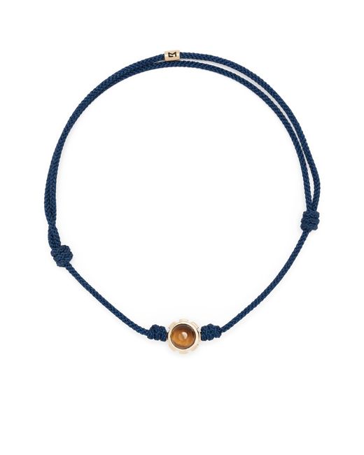Luis Morais Blue 14k Yellow Rotary Cord Gemstone Bracelet - Men's - Lapis Lazuli/14kt /tiger Eye/fabric for men