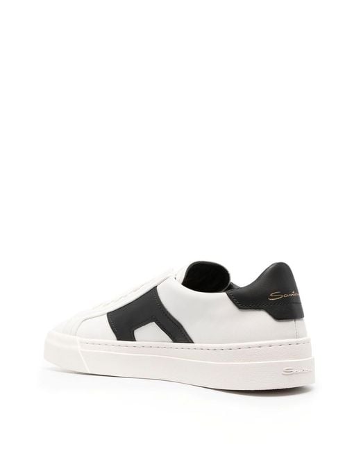 Santoni White Leather Low-top Sneakers for men