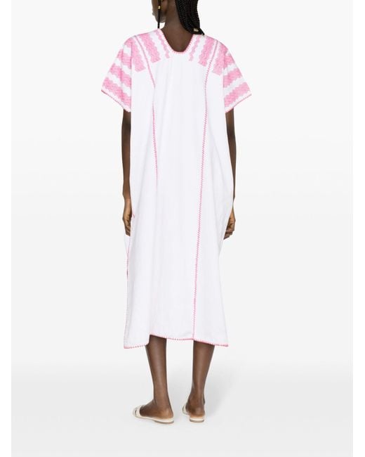 Pippa Holt Pink Embroidered Cotton Midi Dress - Women's - Cotton