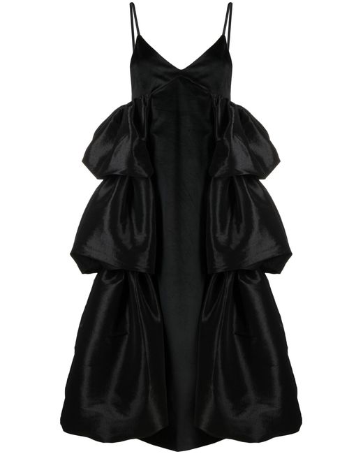 Kika Vargas Tita Ruffled-details Midi Dress in Black | Lyst