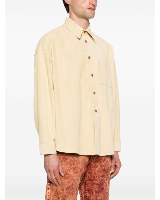 Marni Natural Button-up Suede Overshirt for men