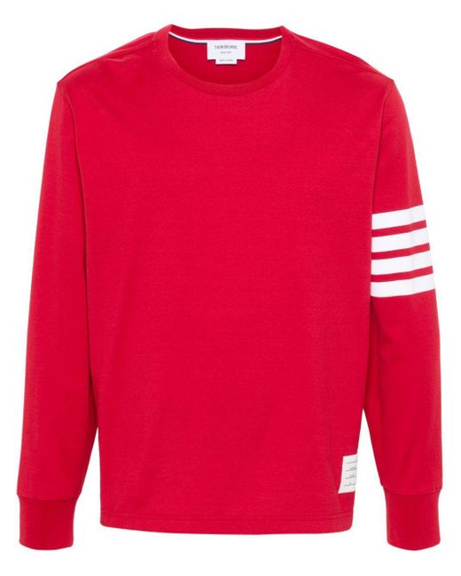 Thom Browne Red 4-Bar Cotton Sweatshirt for men