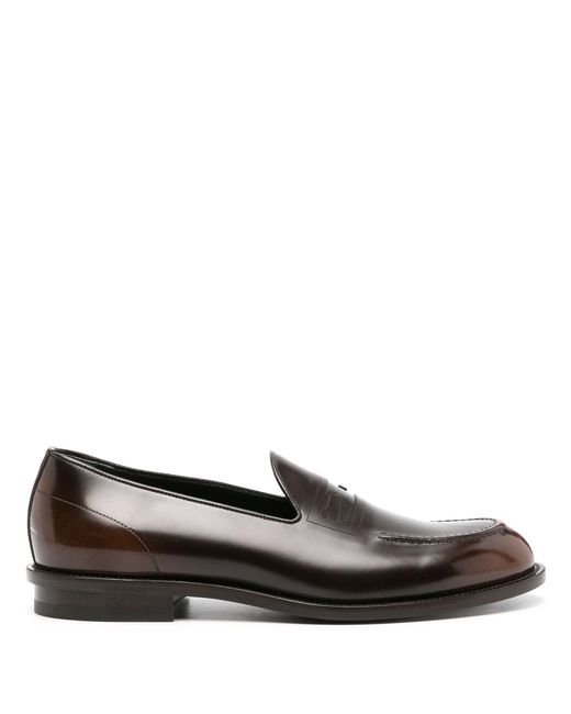 Fendi Brown Ff-embossed Patent Leather Loafers for men