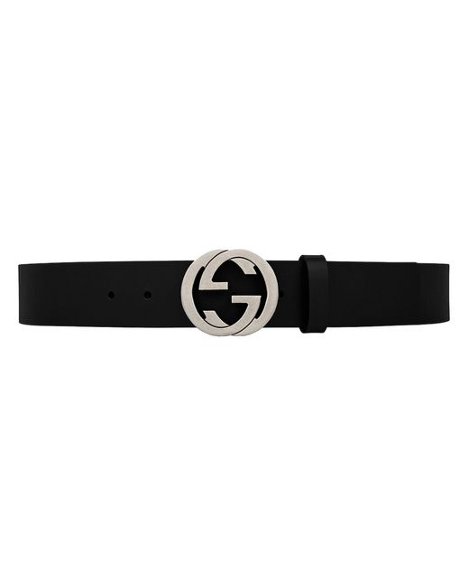 Gucci Black Interlocking G-buckle Leather Belt for men