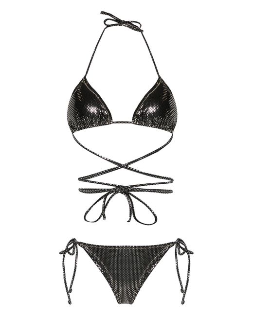 Reina Olga White Miami Lamé-detailed Bikini - Women's - Polyamide/elastane