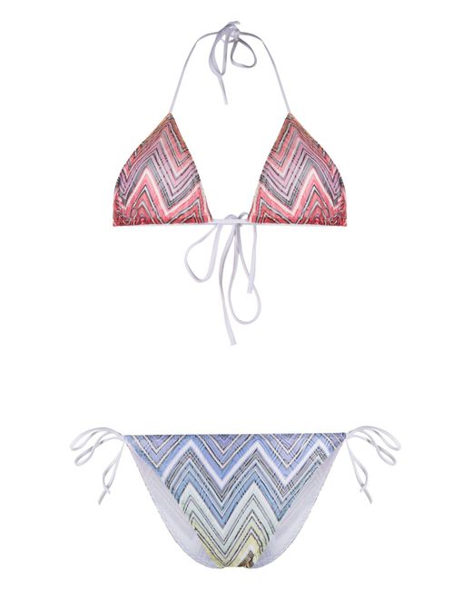 Missoni White Chevron-print Triangle-cup Bikini Set