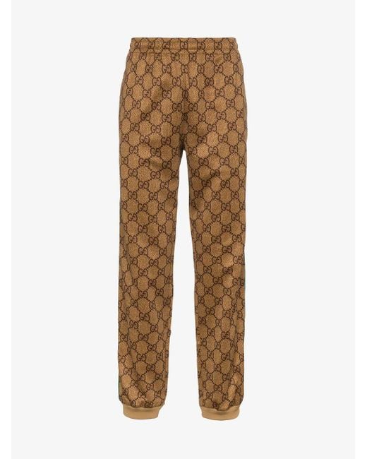 Gucci GG Supreme Print Cotton Blend Sweat Pants in Brown for Men - Lyst
