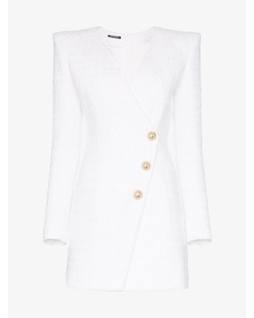 【関税&送料込】Balmain Single-Breasted Tweed Blazer Dress Balmain Women's Single-breasted Tweed Blazer Dress | ShopSimon