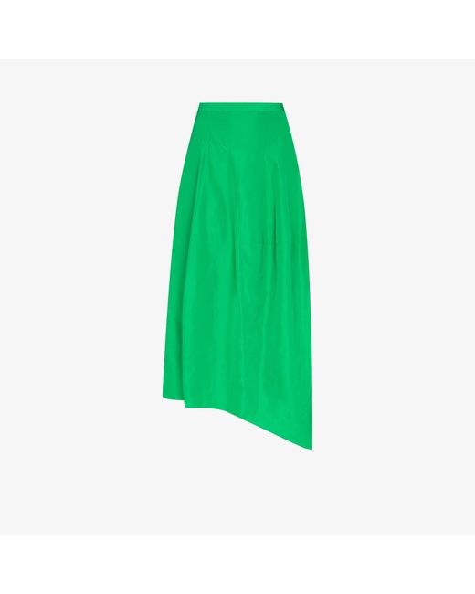Tibi Green Italian Sporty Asymmetrical Balloon Skirt