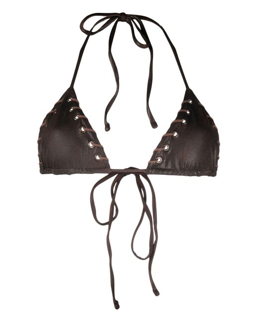 Frankie's Bikinis Black Tia Logo Print Triangle Bikini Top Lyst