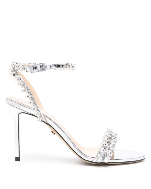 Mach & Mach White Audrey 95mm Crystal-embellished Sandals