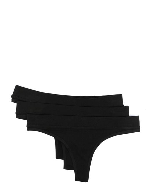 Organic Basics Organic Cotton Thong Set in Black Lyst