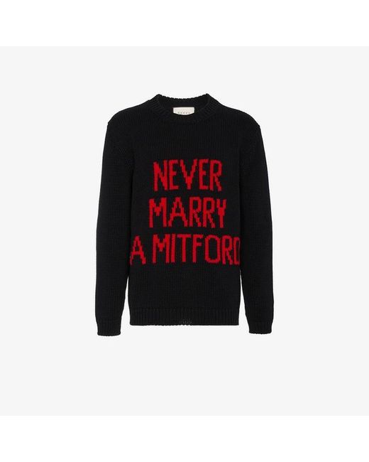Gucci Black Never Marry A Mitford Cotton Sweater for men