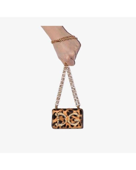 Dolce & Gabbana Brown And Black Dg Girls Leopard Print Micro Bag