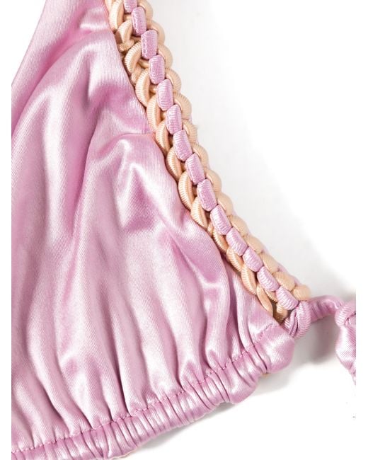 Isa Boulder Pink Triangle Cup Metallic Bikini Top - Women's - Nylon/polyester/elastane