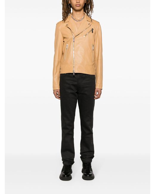 DSquared² Natural Neutral Kiodo Leather Jacket - Men's - Ovine Leather (top Grain)/polyester/cotton for men