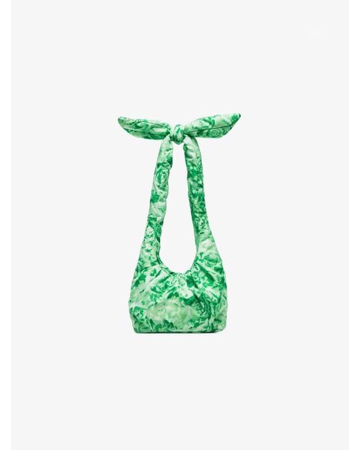 Ganni Green Padded Floral-print Shoulder Bag