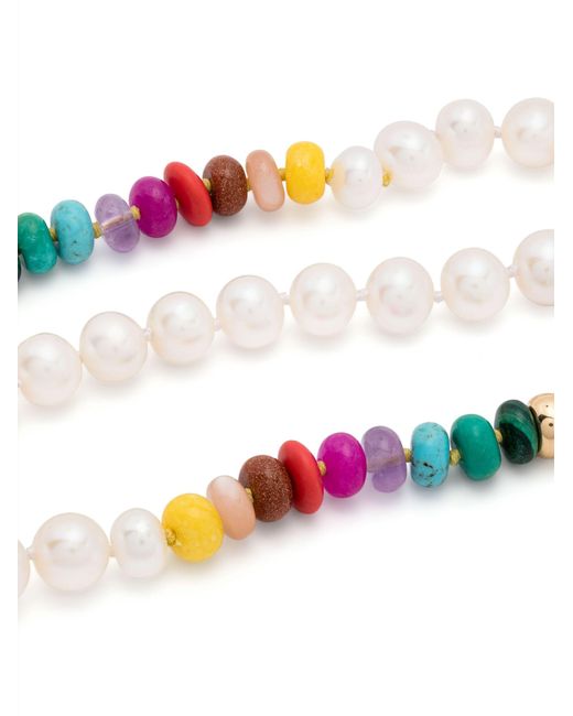 Harwell Godfrey White 18k Yellow Rainbow Bead Pearl Necklace - Women's - Yellow Agate/moon Stone/coral/18kt Yellow