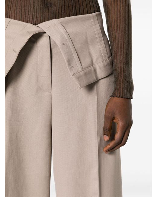 Acne Natural Neutral Folded-waist Tailored Trousers - Women's - Polyester/cotton/wool