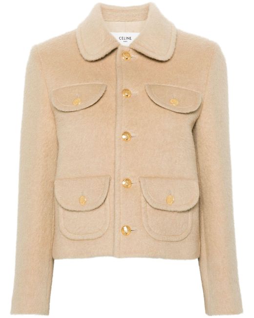 Céline Natural Neutral Wool Shirt Jacket - Women's - Camel Fur/viscose/modal