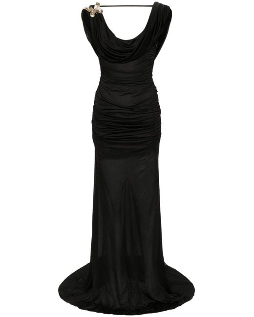 Blumarine Black Draped Jersey Gown