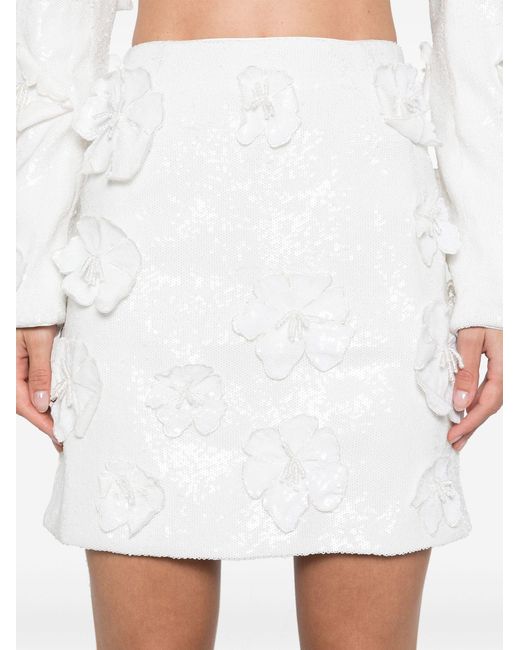 ROTATE BIRGER CHRISTENSEN White Sequinned Mid-rise Miniskirt