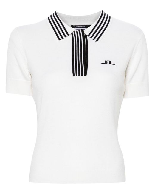J.Lindeberg White Lucie Knitted Polo Shirt