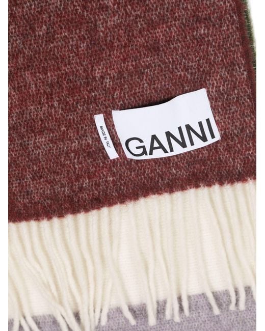 Ganni Purple Multicolour Striped Fringed Scarf - Women's - Polyamide/acrylic/wool/alpaca