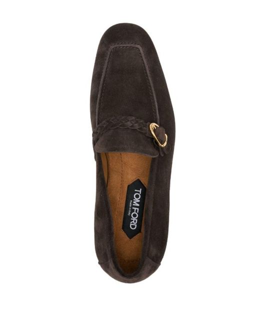 Tom Ford Brown Braided Suede Loafers for men