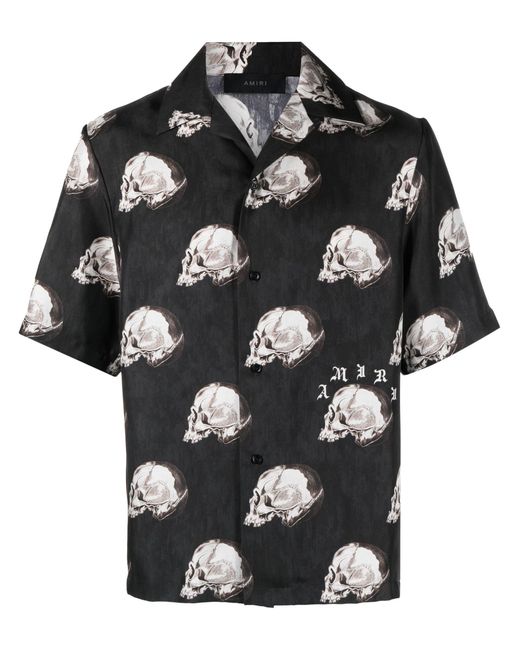 Amiri X Wes Lang Skull Print Silk Bowling Shirt in Black for Men | Lyst UK
