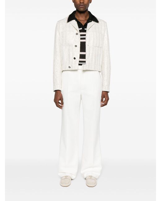 Amiri White Sequinned Bouclé Jacket - Men's - Cupro/polyester/wool for men