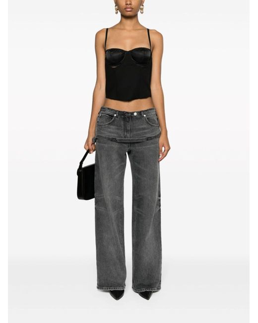 Courreges Gray One Strap Stonewashed Jeans