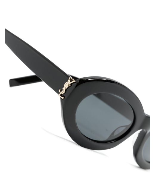 Saint Laurent Black Monogram Oval-frame Sunglasses - Women's - Acetate