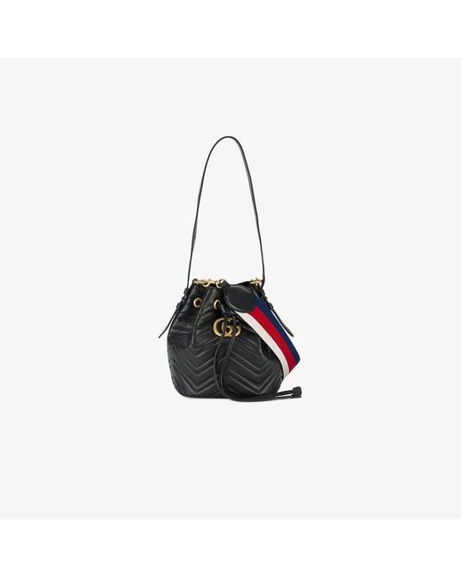 Gucci Black Gg Marmont Bucket Bag