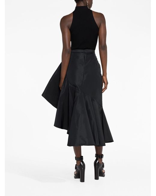 Alexander McQueen Black Slit Detail Midi Skirt
