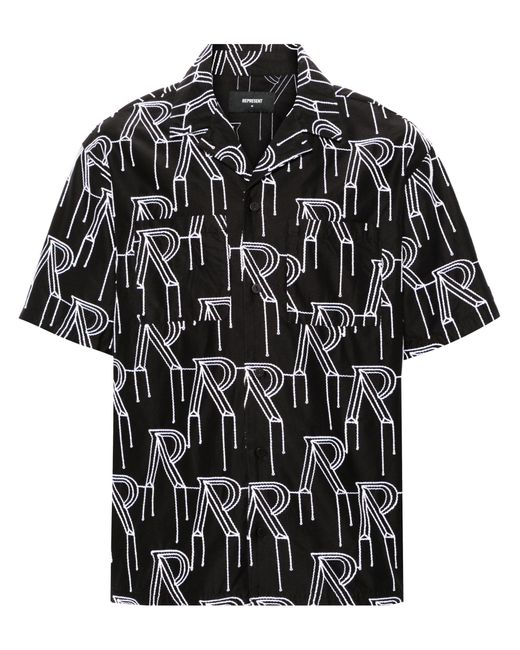 Represent Black Logo-embroidered Cotton Shirt for men
