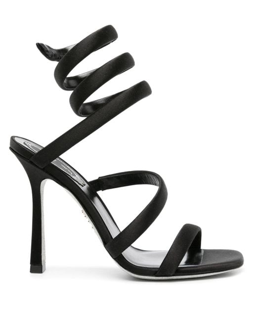 Rene Caovilla Black Cleo 105mm Leather Sandals