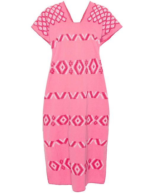 Pippa Holt Pink Embroidered Cotton Kaftan