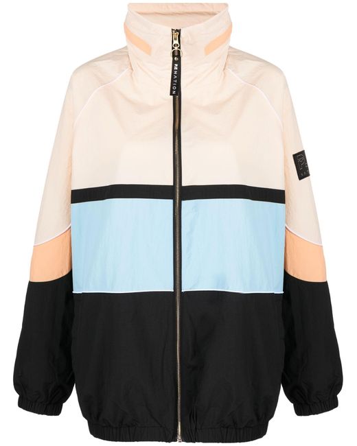 P.E Nation Black Colourblock Zipup Track Jacket in Natural Lyst