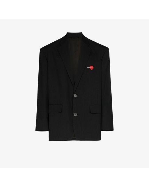 Balenciaga Black Uniform Logo Boxy Single-breasted Jacket for men
