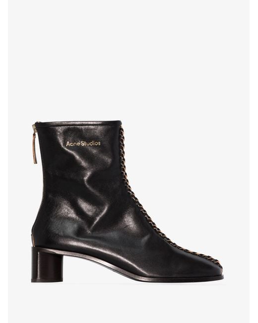 Acne Black Bertine 50 Whipstitch Leather Boots