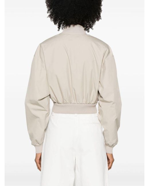 Miu Miu Natural Neutral Cropped Bomber Jacket - Women's - Cotton