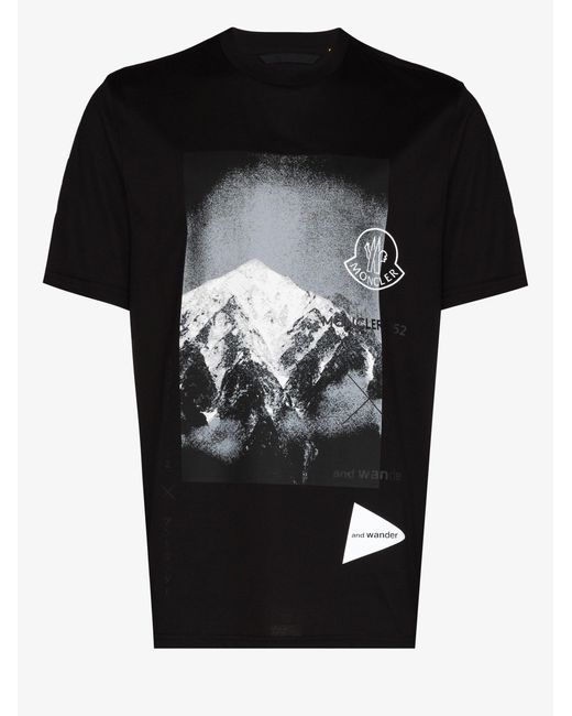 Moncler Genius Black 2 Moncler And Wander Mountain Print T-shirt - Men's - Cotton for men