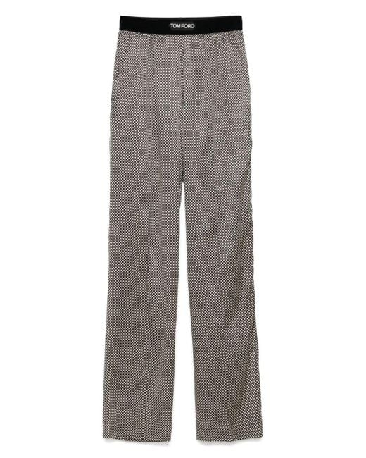 Tom Ford Gray Polka Dot-Print Trousers