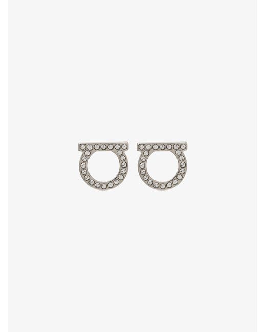 Ferragamo Metallic Gancini Stud Earrings