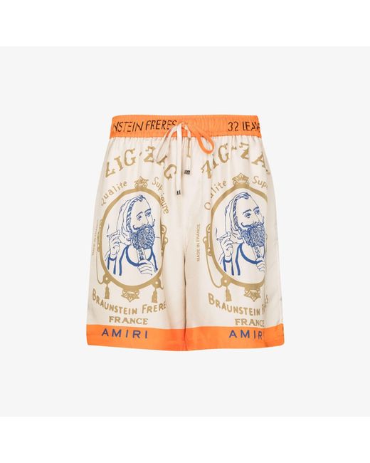 Amiri Orange X Zig-zag Neutral Rolling Paper Shorts for men